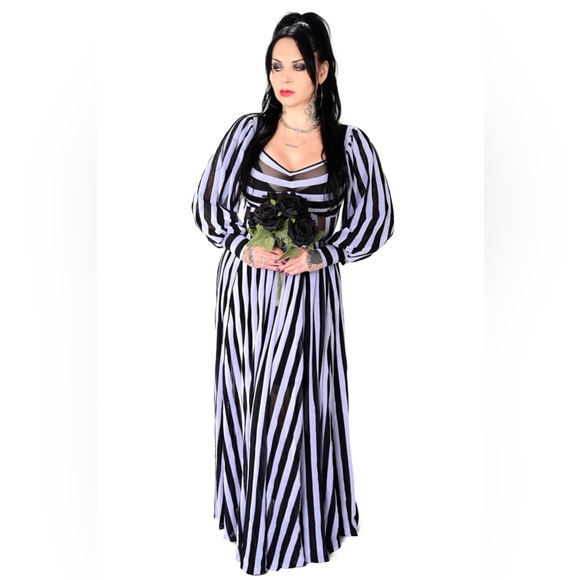 Foxblood Dresses & Skirts - FOXBLOOD Victoria Striped Mesh Gown